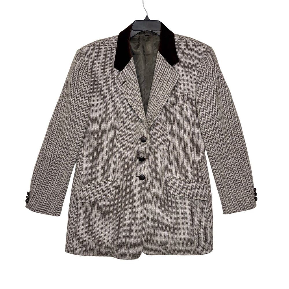Vintage Freedberg Blazer Jacket 16 Womens Gray Harry Wool Blend Made in USA